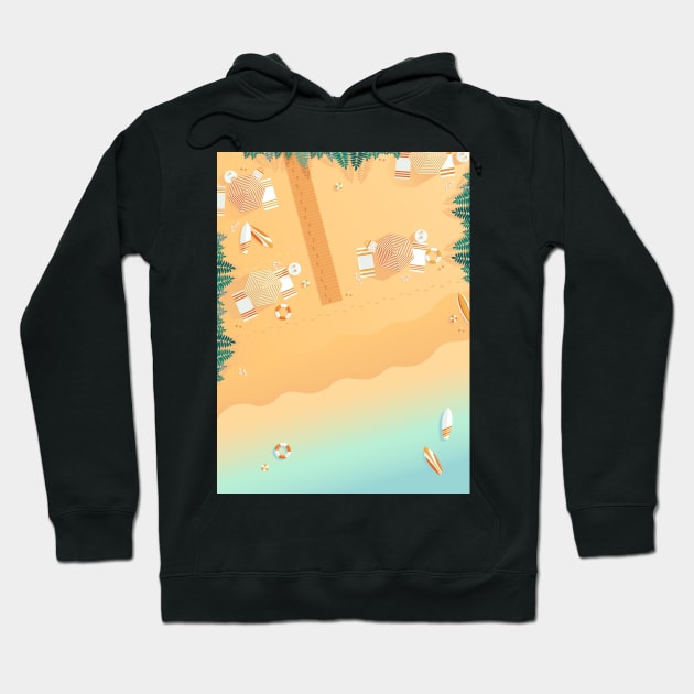 Beach, top view, summer accessories illustration Hoodie by kallyfactory